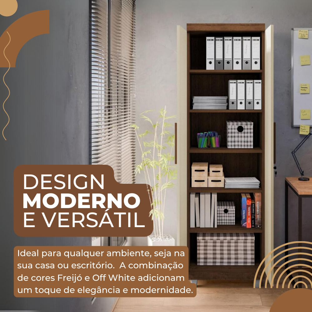 Armário Multiuso Pallas Organizador Home Office Lavanderia 2 Portas Com Fechadura - LH Móveis