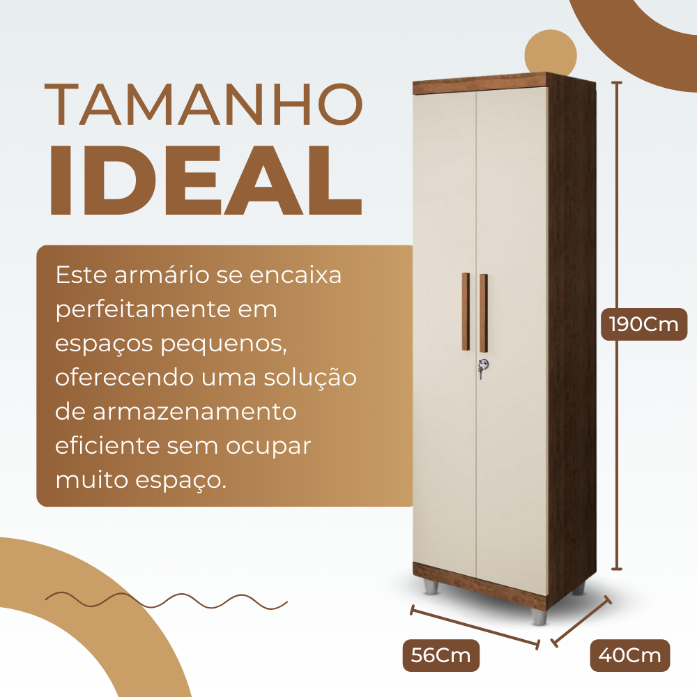 Armário Multiuso Pallas Organizador Home Office Lavanderia 2 Portas Com Fechadura - LH Móveis