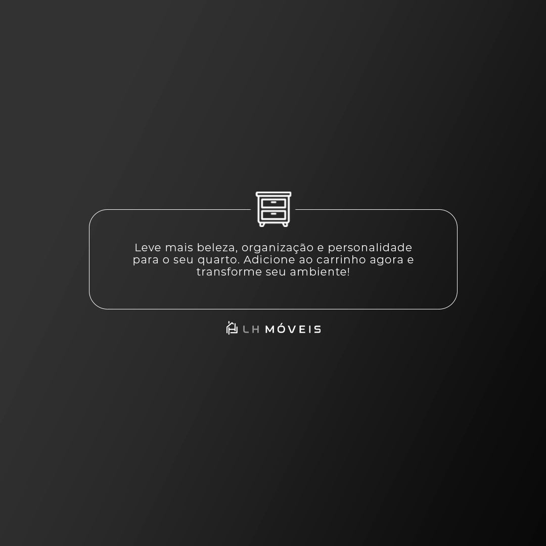 Kit 02 Mesa de Cabeceira Vegas com 1 Gaveta e Nicho Pés em Aço Design Moderno - LH Móveis