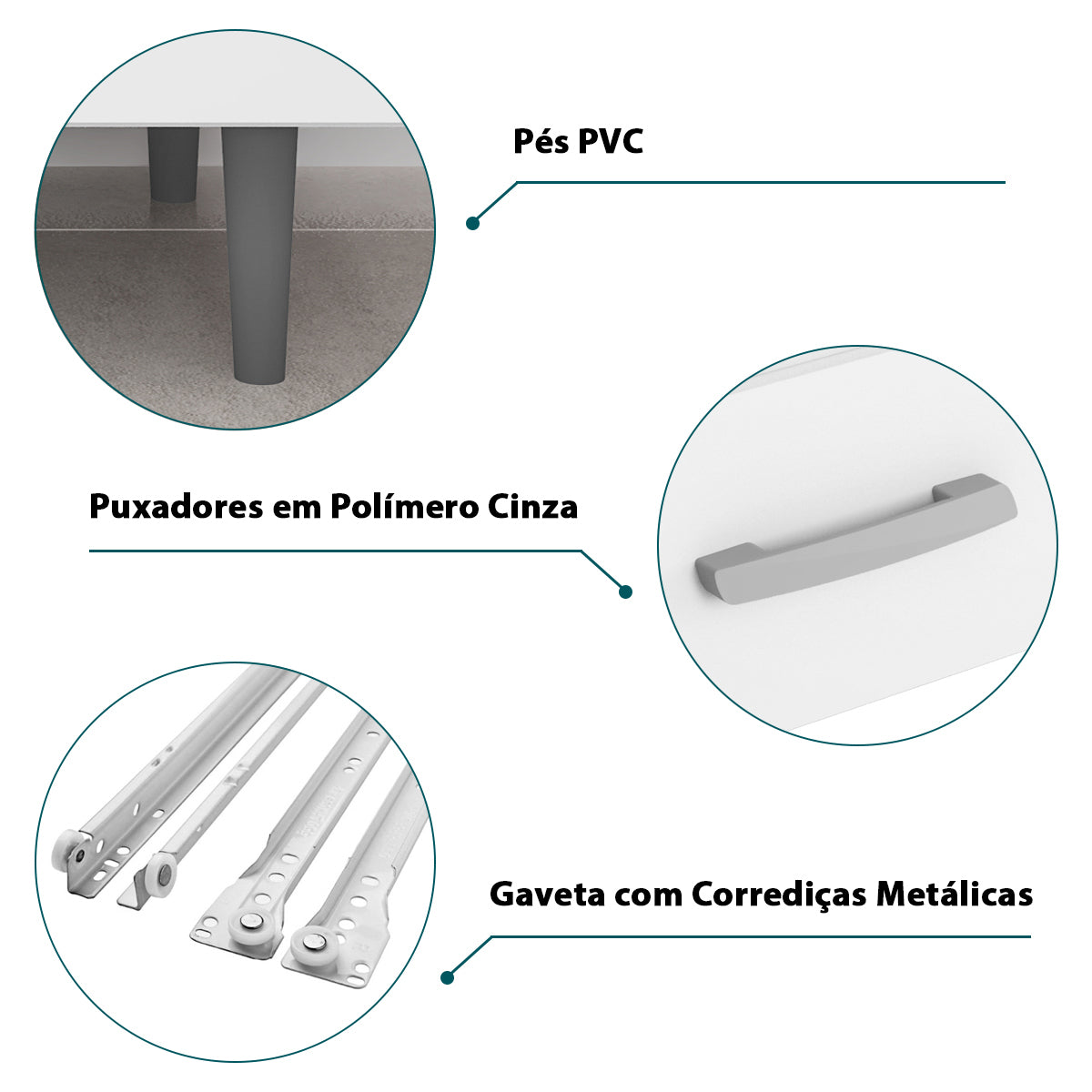 Balcão Cooktop Para Cozinha Moderno E Compacto 1 Gaveta com Nicho para Forno ou Micro-ondas - LH Móveis