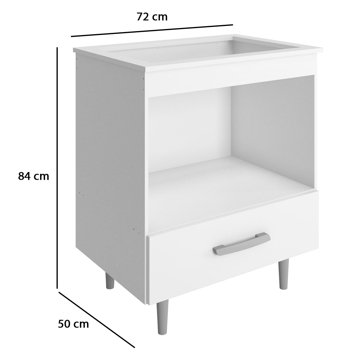 Balcão Cooktop Para Cozinha Moderno E Compacto 1 Gaveta com Nicho para Forno ou Micro-ondas - LH Móveis