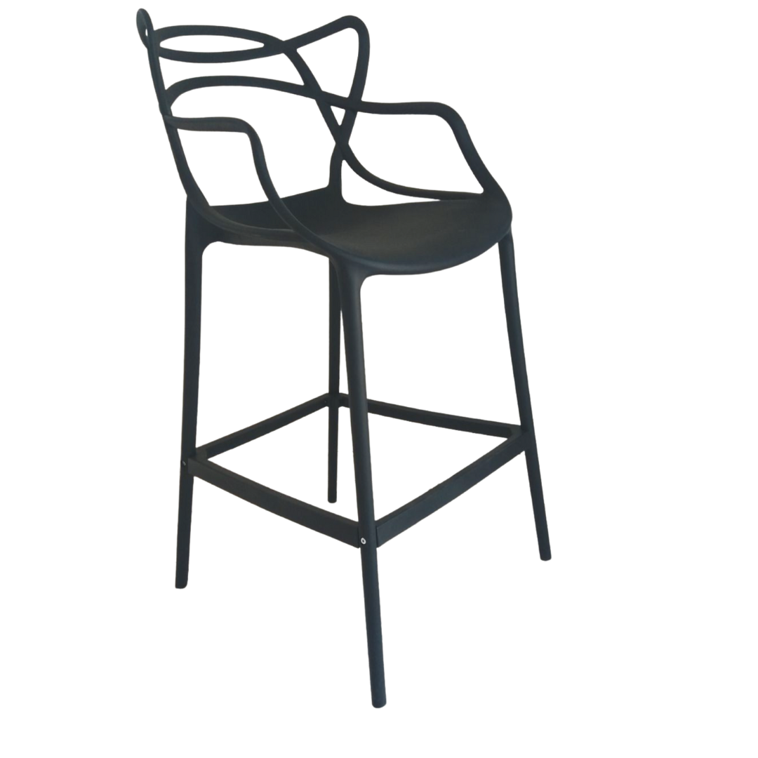 Banqueta para Balcão Allegra com Encosto Vazado e Apoio para os Pés Estrutura Reforçada e Conforto - LH Móveis