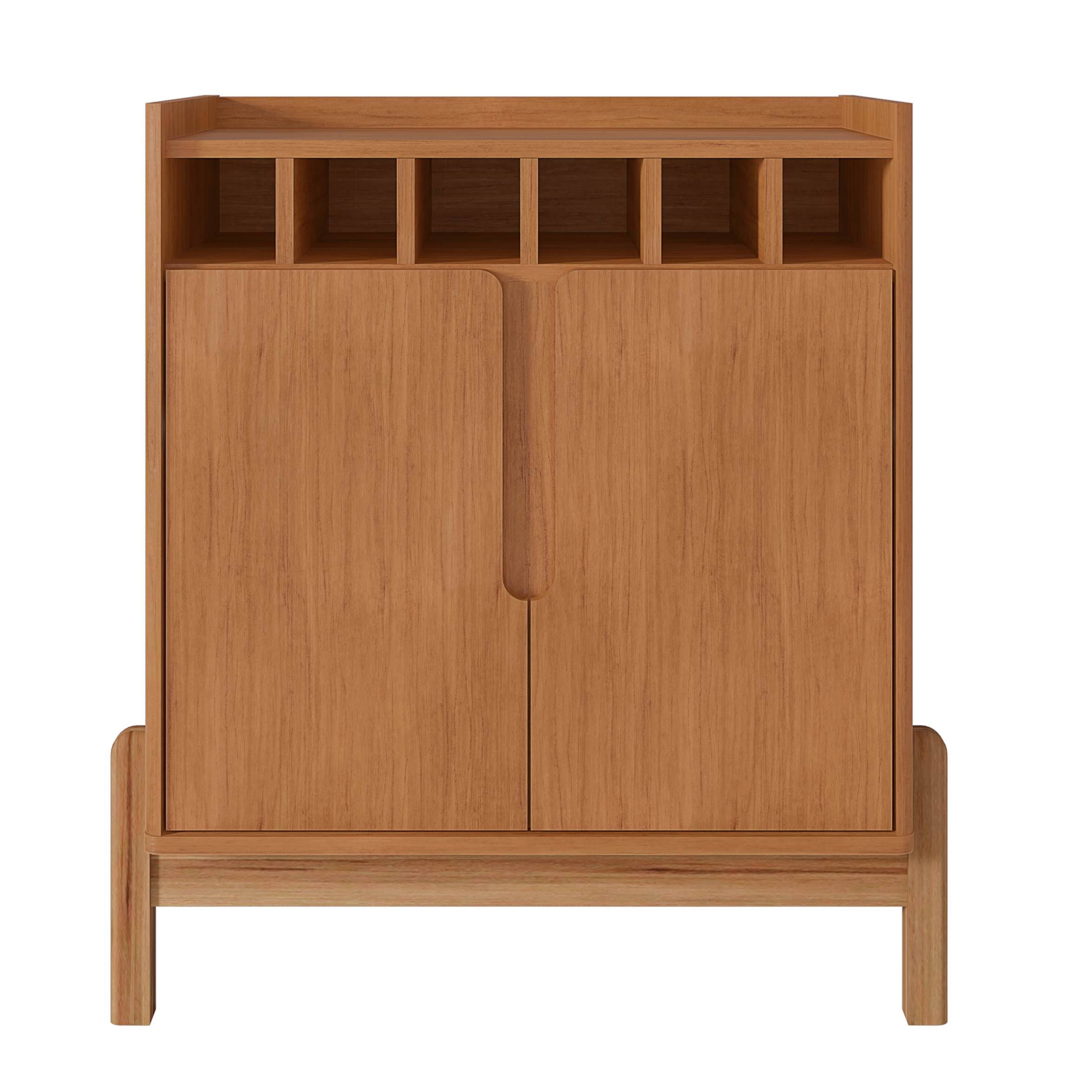 Barzinho Lizz 2 Portas Detalhe Curvo com 6 Nichos para Garrafa Base de Madeira - LH Móveis