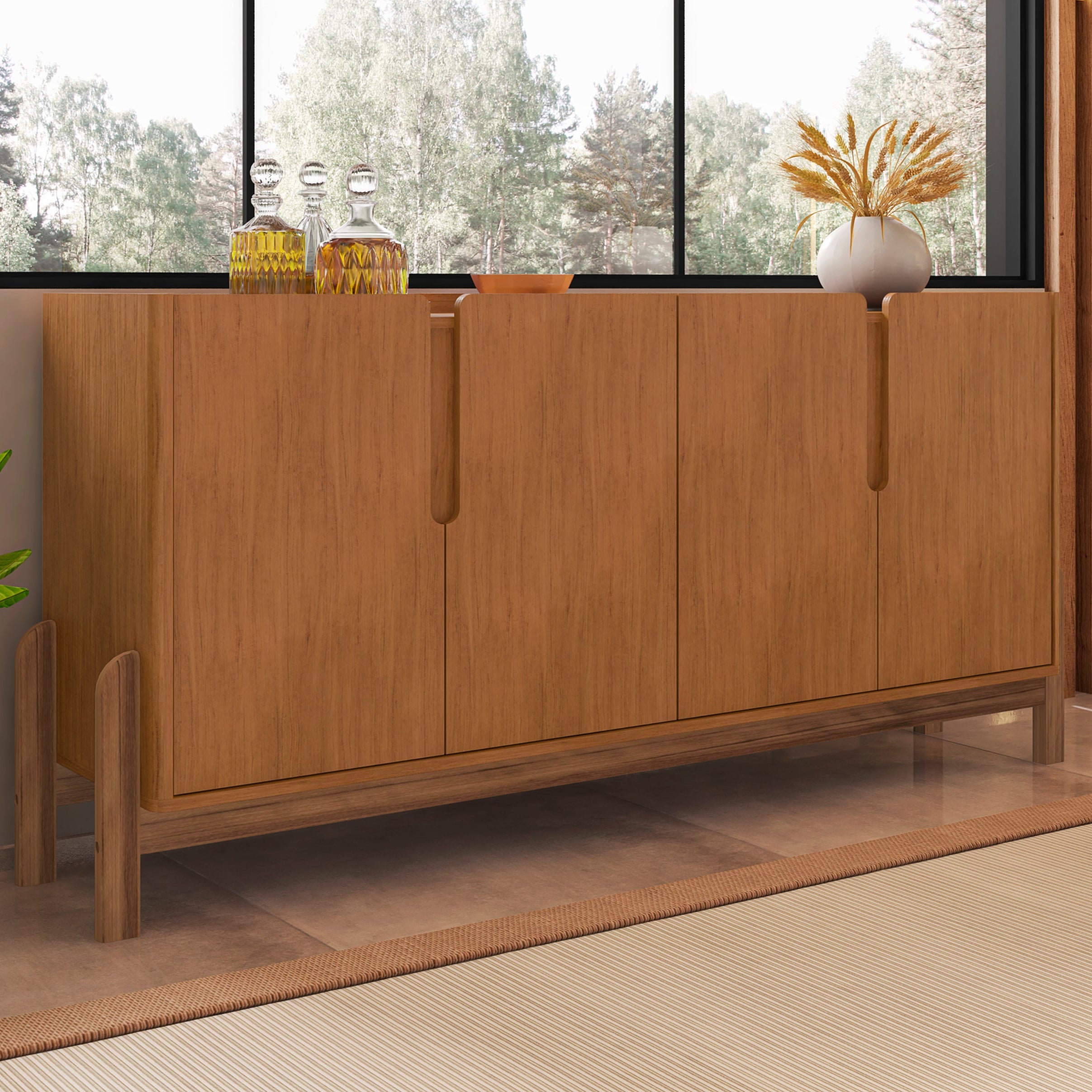 Buffet Lizz 170cm Base de Madeira com 4 Portas Organizador - LH Móveis