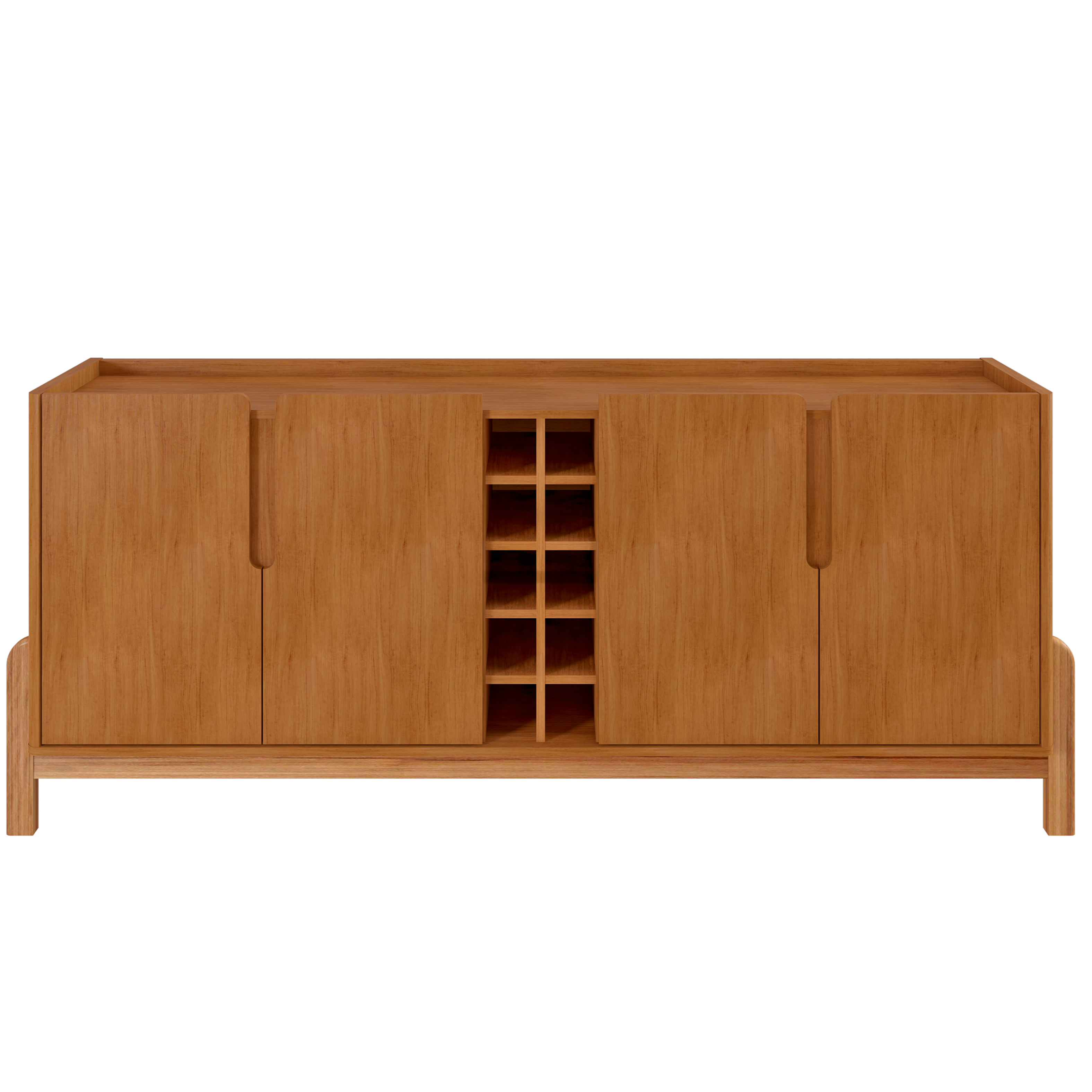 Buffet Lizz 4 Portas com Nicho para Garrafas 190cm Base de Madeira - LH Móveis