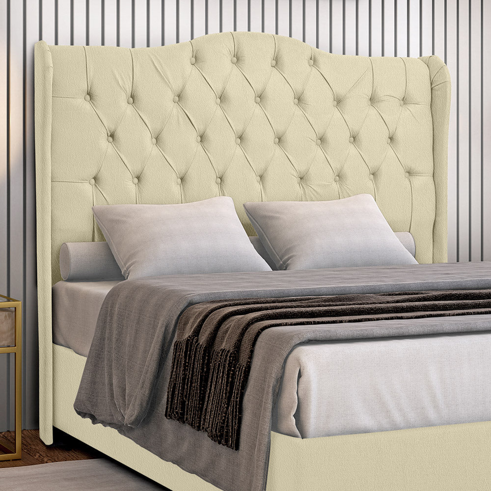Cabeceira Capitonê Dubai com Botões para Cama Box Queen 160 cm Com Pés Fixação no Box Estrutura em Madeira - LH Móveis