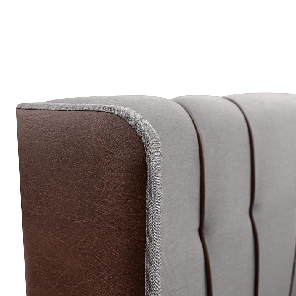 Cabeceira Estofada Luxo Com Detalhes em Corino Para Cama Box Solteiro 90cm Fixação Box Atlanta - LH Móveis