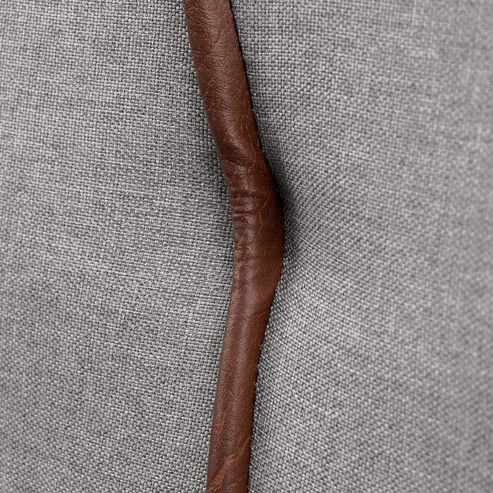 Cabeceira Estofada Atlanta Luxo Revestida em Linho com Detalhes em Corino Para Cama Box King 195cm Fixação Box - LH Móveis
