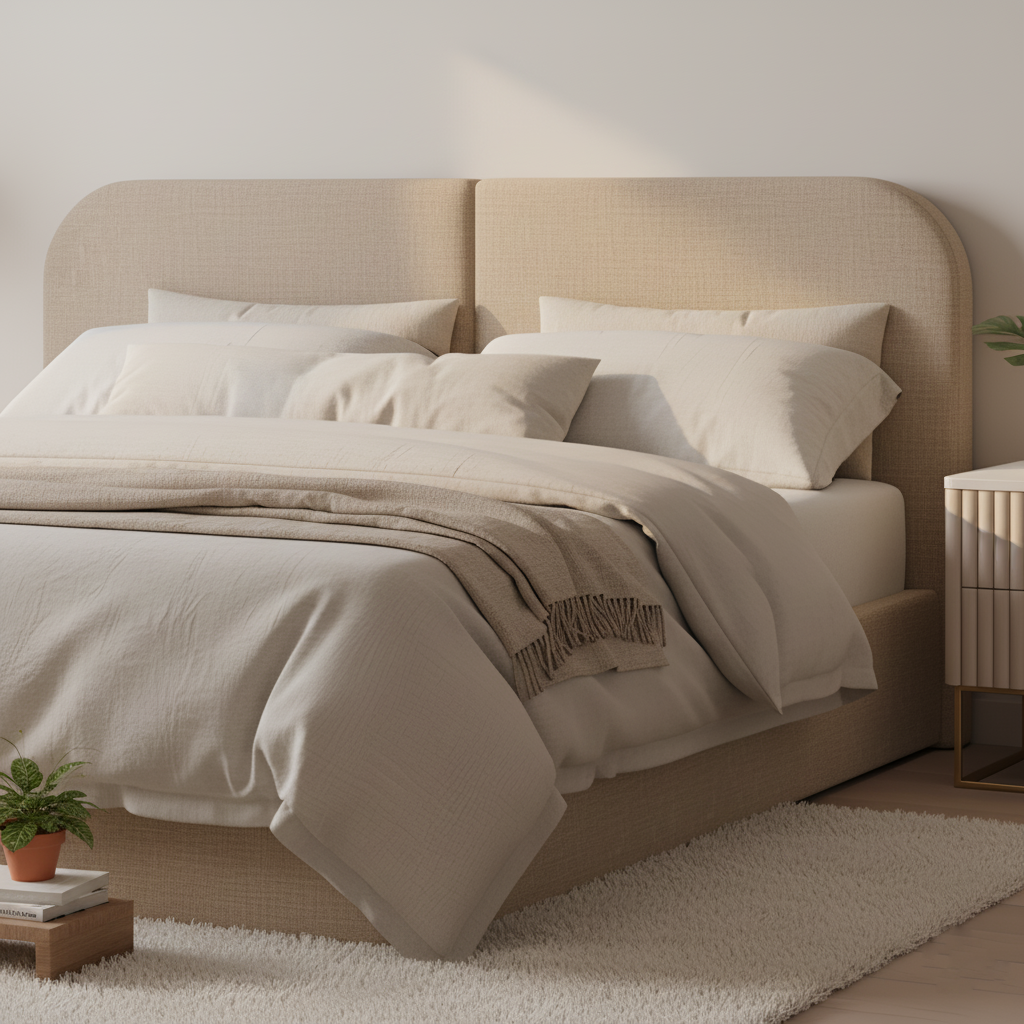 Cabeceira Estofada Modelo Painel Fixa na Parede Clean Design Orgânico Para Cama Casal 140cm - LH Móveis