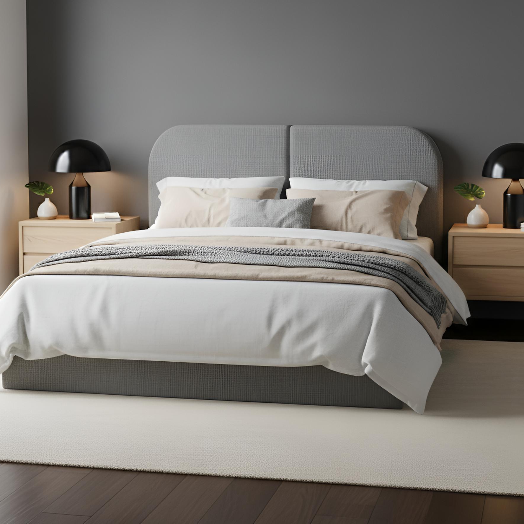 Cabeceira Estofada Modelo Painel Fixa na Parede Clean Design Orgânico Para Cama Casal 140cm - LH Móveis