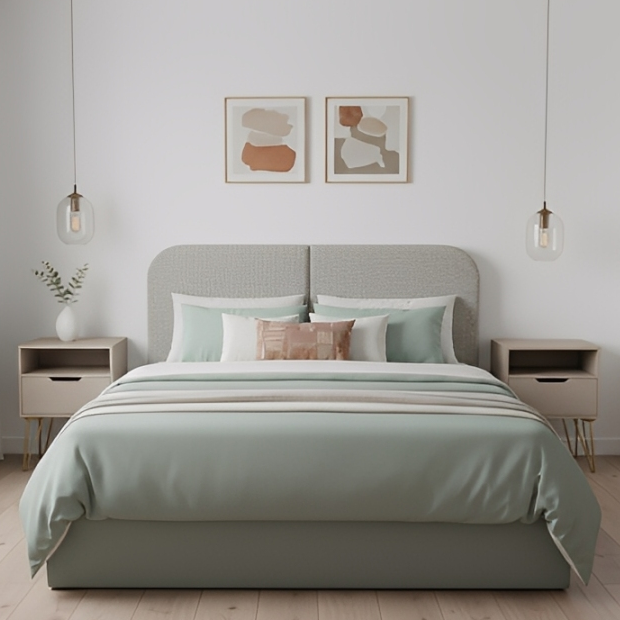 Cabeceira Estofada Modelo Painel Fixa na Parede Clean Design Orgânico Para Cama Queen 160cm - LH Móveis