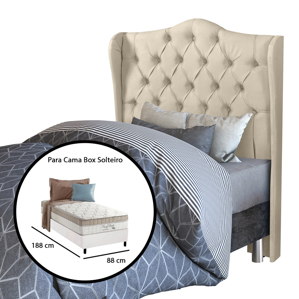 Cabeceira Capitonê com Botões para Cama Box Solteiro 0.90 cm Dubai Com Pés Várias Cores - LH Móveis