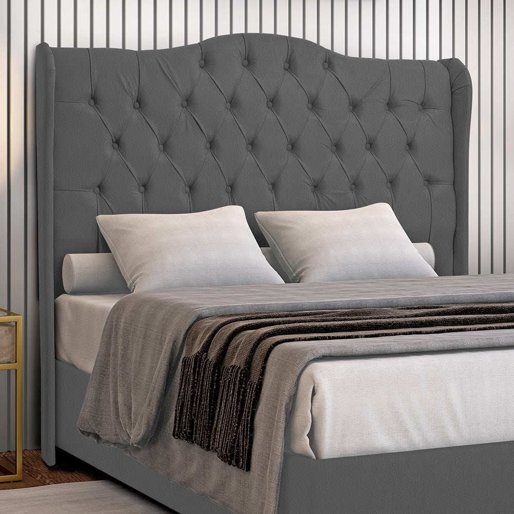 Cabeceira Capitonê Dubai com Botões para Cama Box Queen 160 cm Com Pés Fixação no Box Estrutura em Madeira - LH Móveis