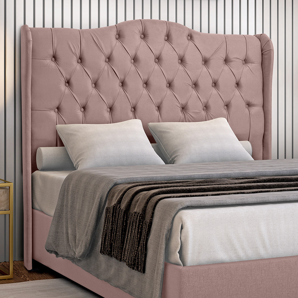 Cabeceira Capitonê Dubai com Botões para Cama Box Queen 160 cm Com Pés Fixação no Box Estrutura em Madeira - LH Móveis