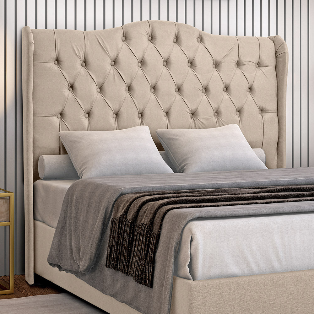 Cabeceira Capitonê Dubai com Botões para Cama Box Queen 160 cm Com Pés Fixação no Box Estrutura em Madeira - LH Móveis