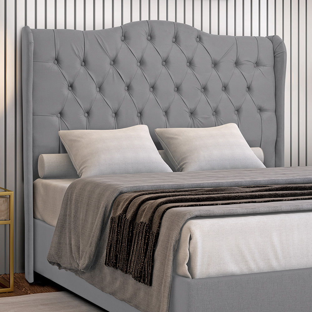 Cabeceira Dubai Capitonê para Cama Box King 195 cm com Pés Estofada com Botões Estrutura em Madeira - LH Móveis