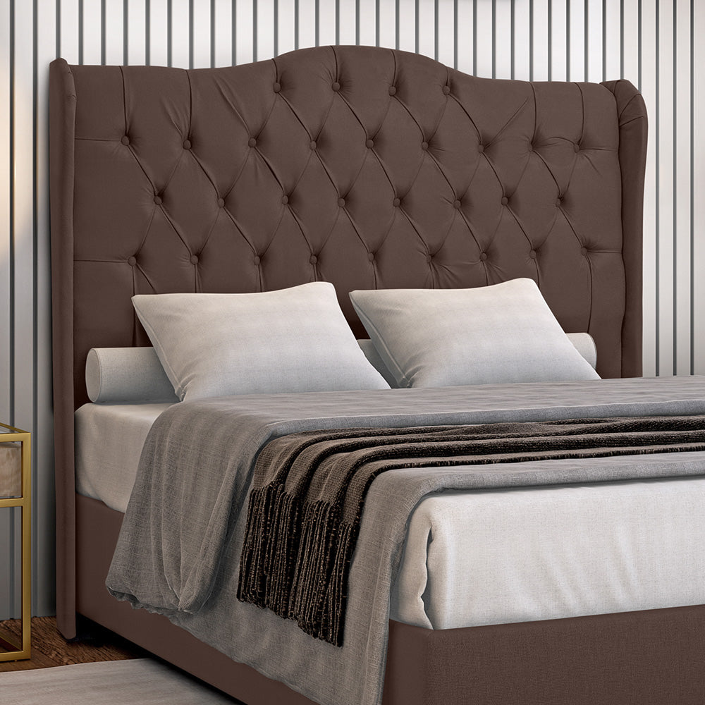 Cabeceira Capitonê Dubai com Botões para Cama Box Queen 160 cm Com Pés Fixação no Box Estrutura em Madeira - LH Móveis
