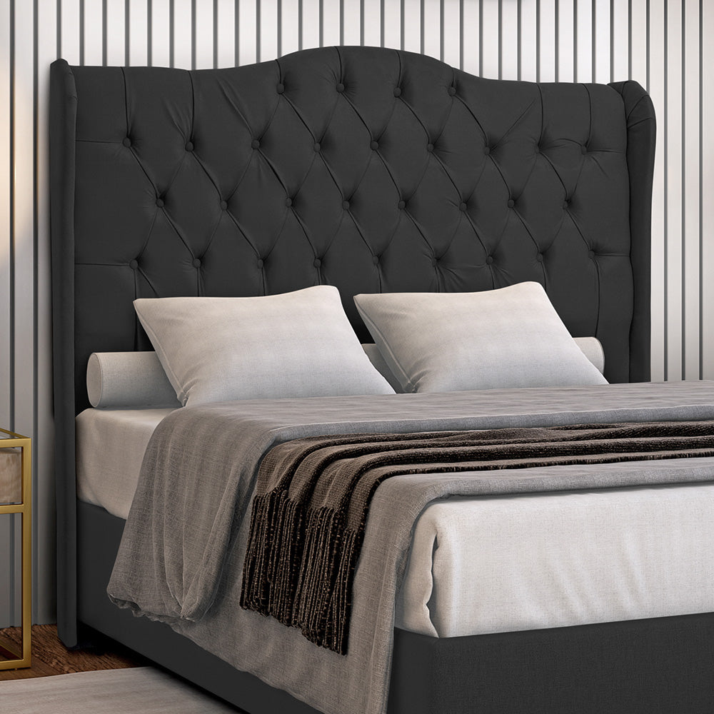 Cabeceira Capitonê Dubai com Botões para Cama Box Queen 160 cm Com Pés Fixação no Box Estrutura em Madeira - LH Móveis