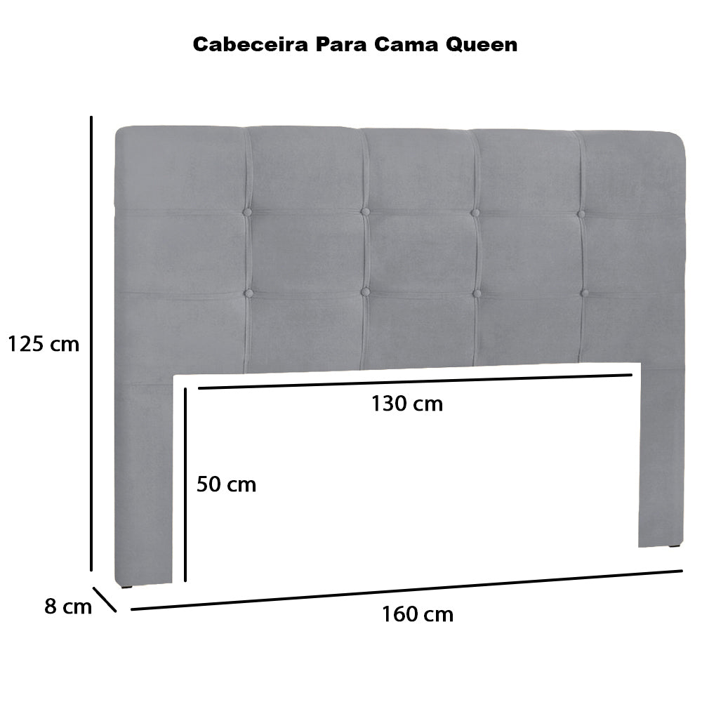 Cabeceira Estofada Hadassa para Cama Box Queen 160cm com Pés Fixação no Box- LH Móveis