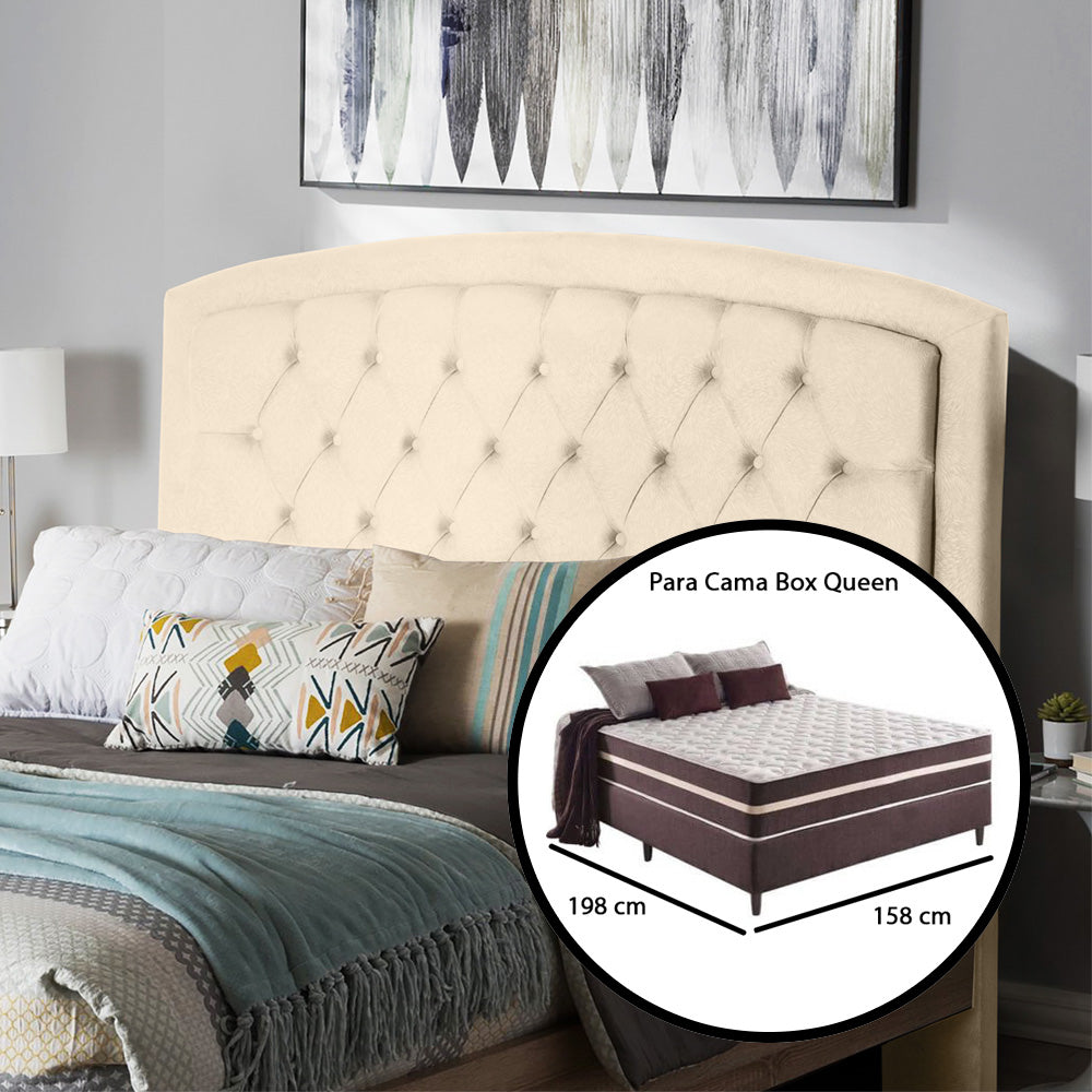 Cabeceira para Cama Box Queen 160 cm Ibiza Detalhe Capitonê com Pés Fixação no Box - LH Móveis