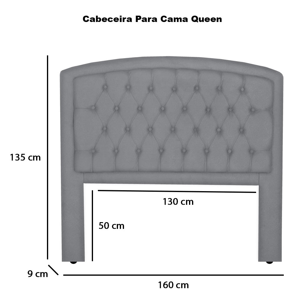 Cabeceira para Cama Box Queen 160 cm Ibiza Detalhe Capitonê com Pés Fixação no Box - LH Móveis