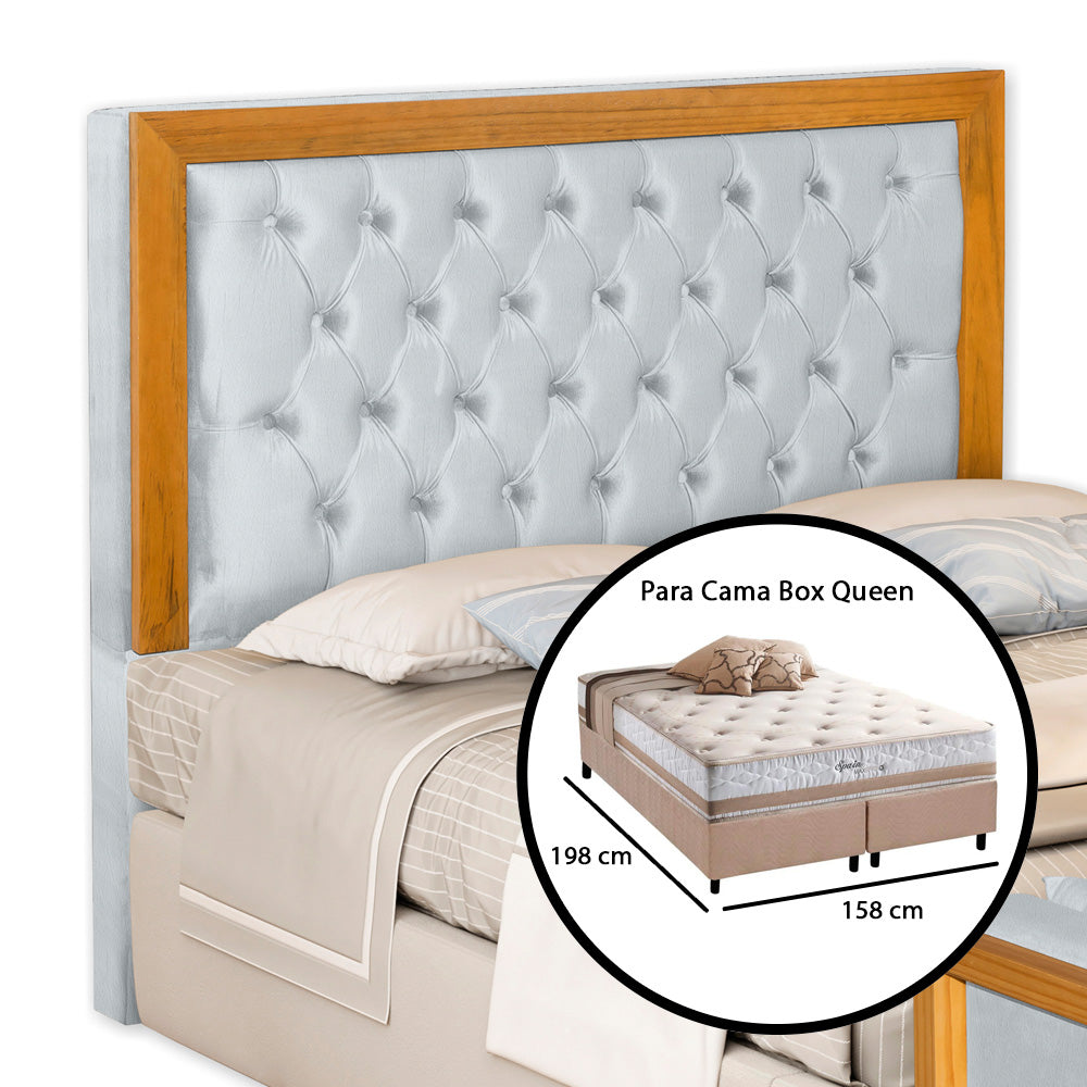 Cabeceira Para Cama Box Queen 160 cm Imperial Detalhe Capitonê Europeu com Moldura de Madeira Fixação no Box - LH Móveis