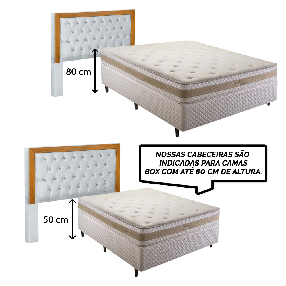Cabeceira Imperial Capitonê Para Cama Box Casal 140cm com Moldura de Madeira - LH Móveis