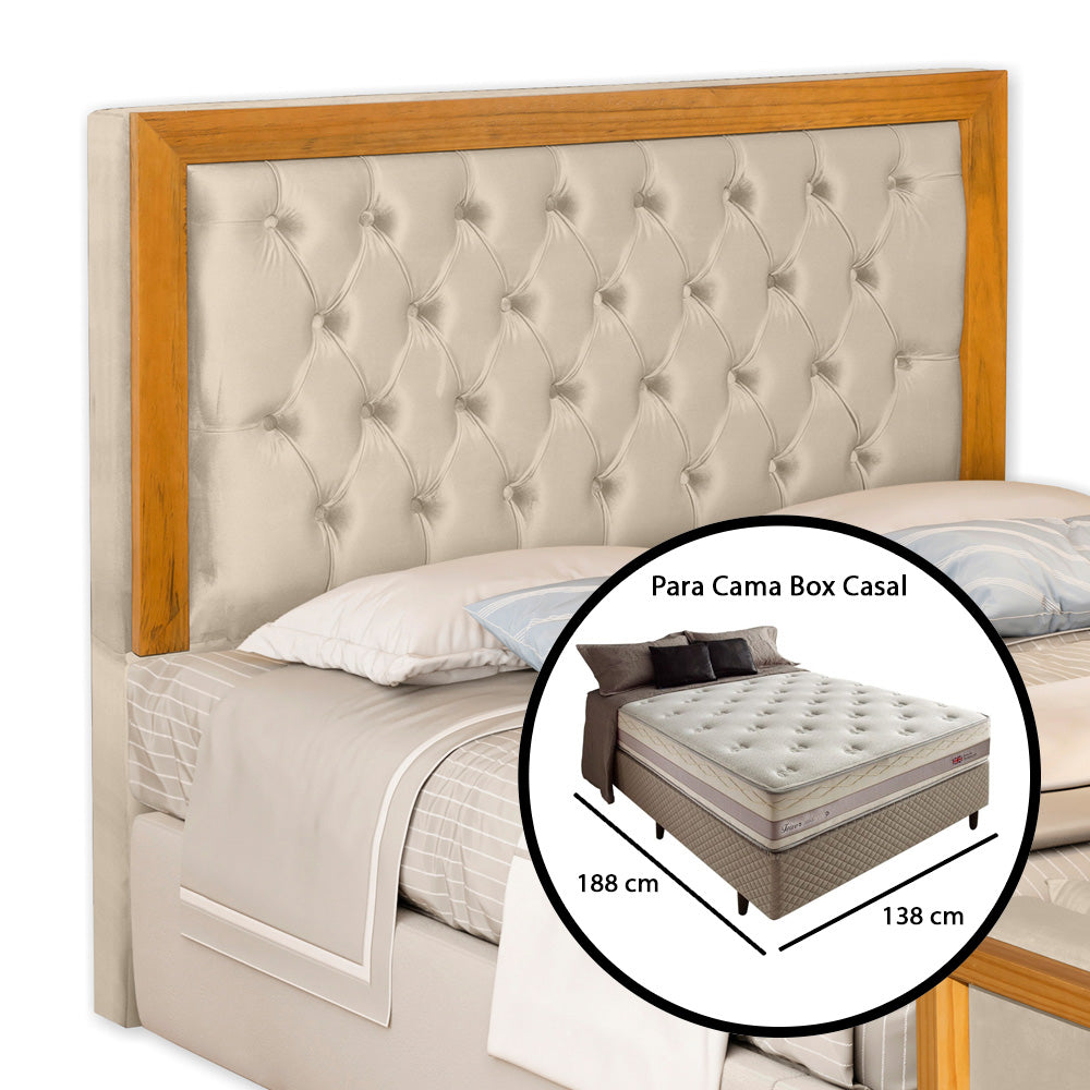 Cabeceira Imperial Capitonê Para Cama Box Casal 140cm com Moldura de Madeira - LH Móveis