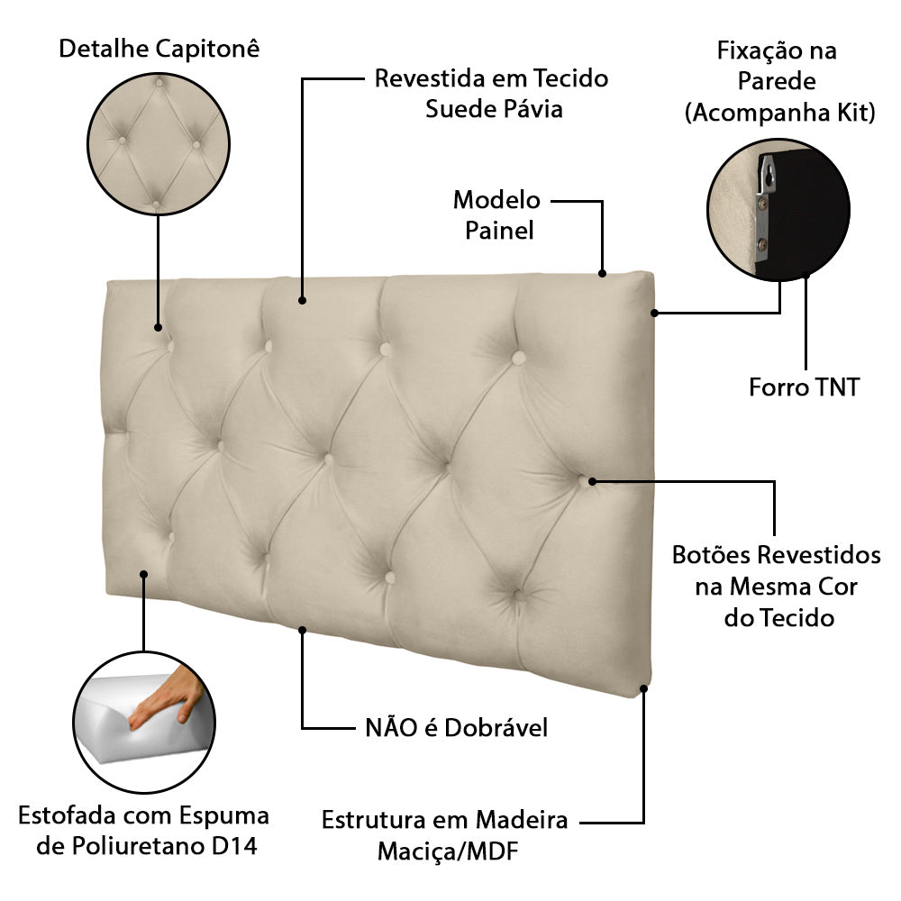 Conjunto Estofado Capitonê Para Cama Solteiro 90cm Cabeceira Com Recamier Baú Intense Várias Cores - LH Móveis