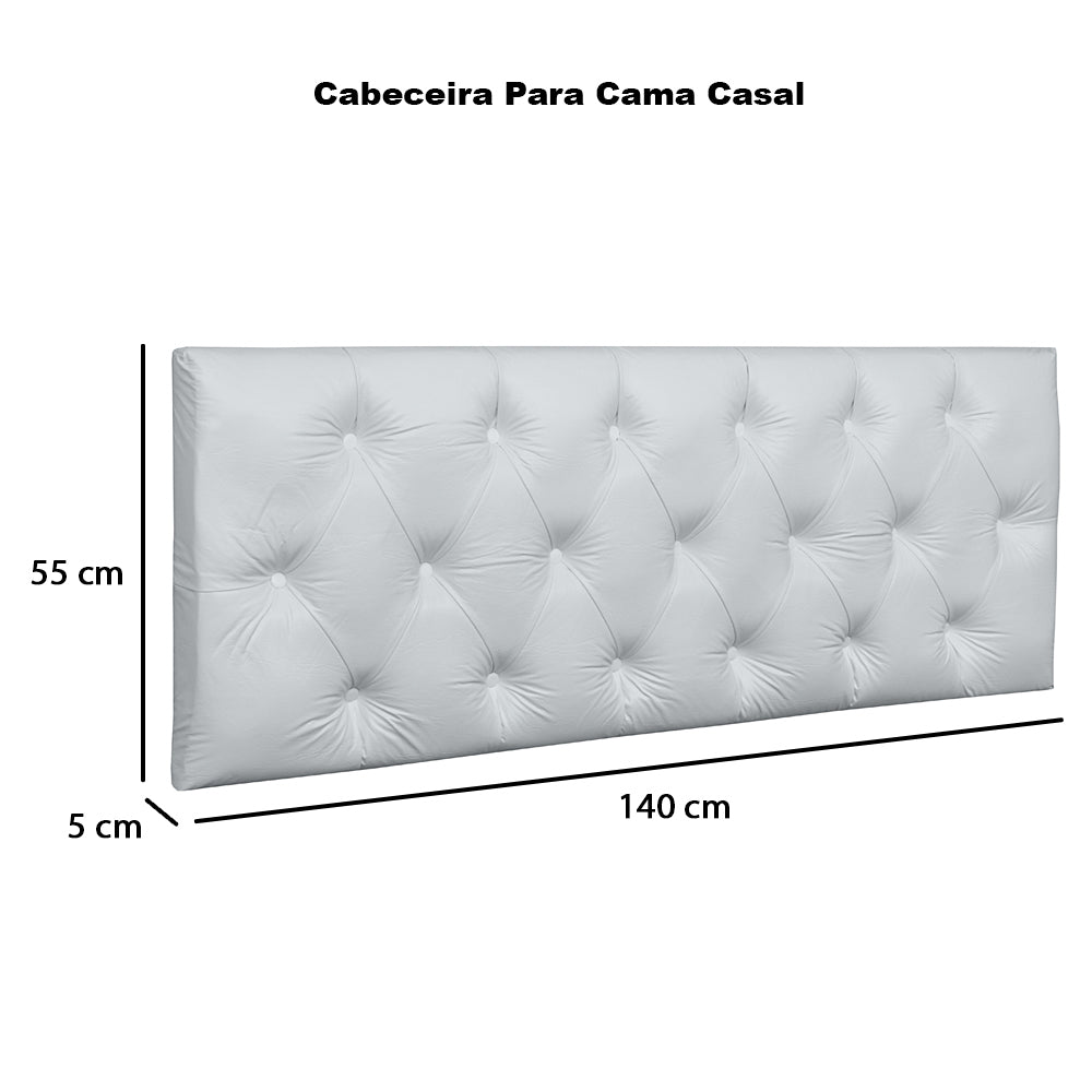 Conjunto Estofado Intense Para Cama Casal 140cm Cabeceira Com Recamier Baú Detalhe Capitonê - LH Móveis