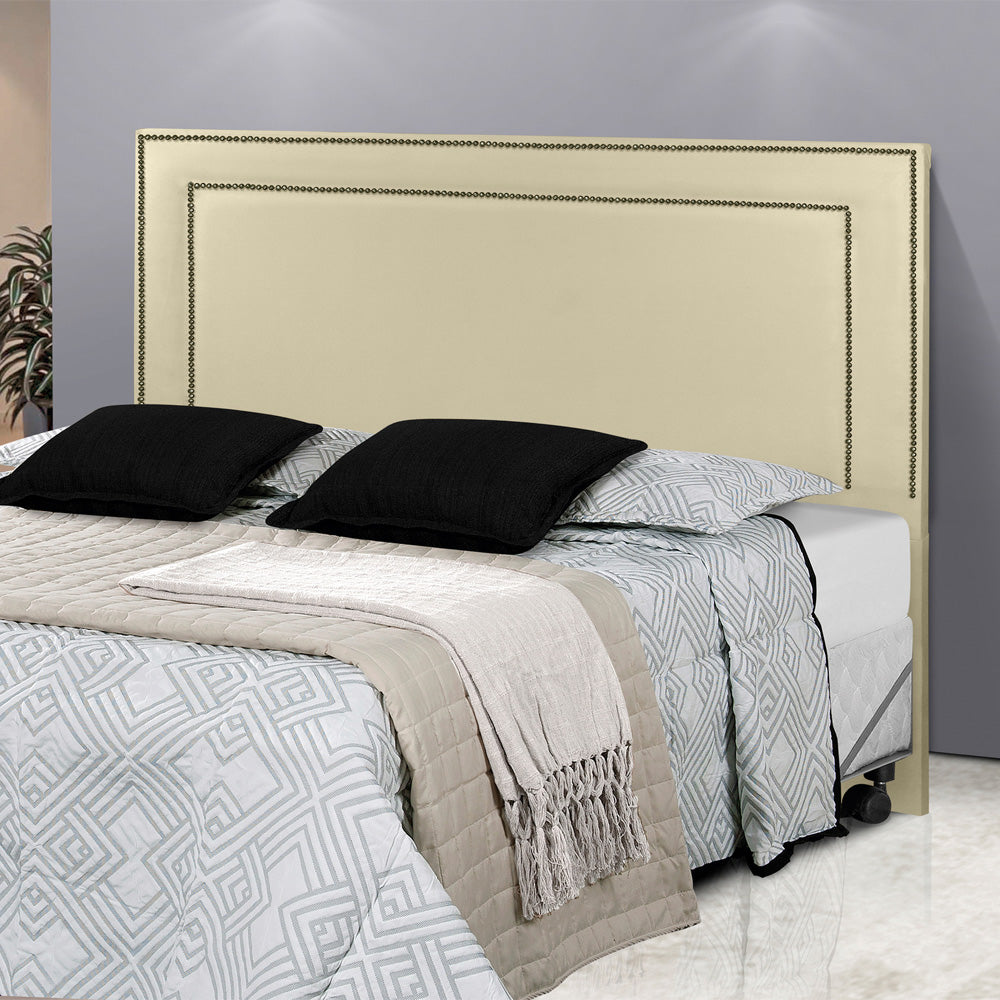 Cabeceira Estofada com Tachinhas de Metal para Cama Box Casal 140 cm Madri Fixação no Box - LH Móveis