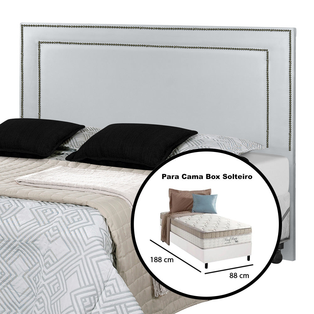 Cabeceira com Tachinhas de Metal para Cama Box Solteiro 90 cm Madri Várias Cores - LH Móveis