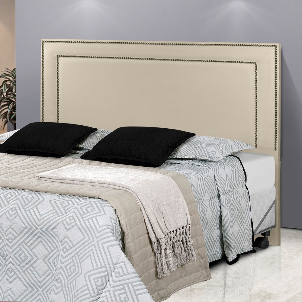 Cabeceira Estofada com Tachinhas de Metal para Cama Box Casal 140 cm Madri Fixação no Box - LH Móveis