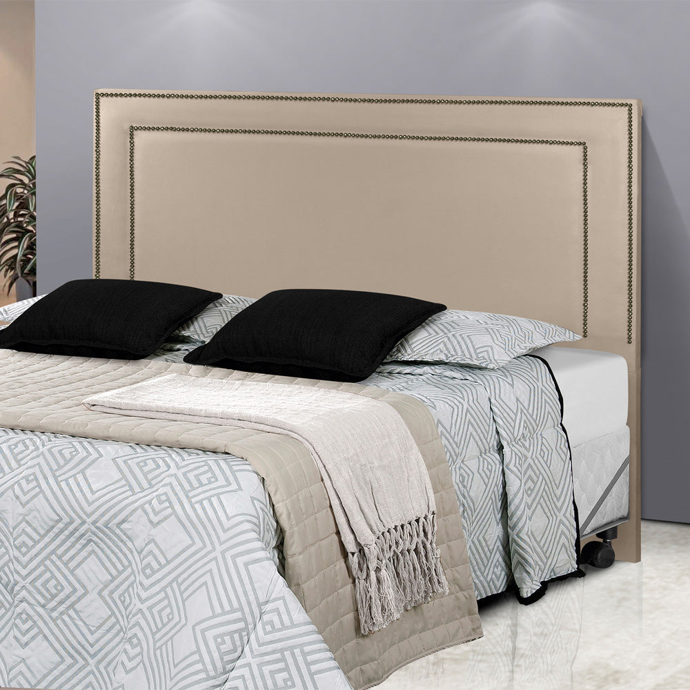 Cabeceira Estofada com Tachinhas de Metal para Cama Box Casal 140 cm Madri Fixação no Box - LH Móveis