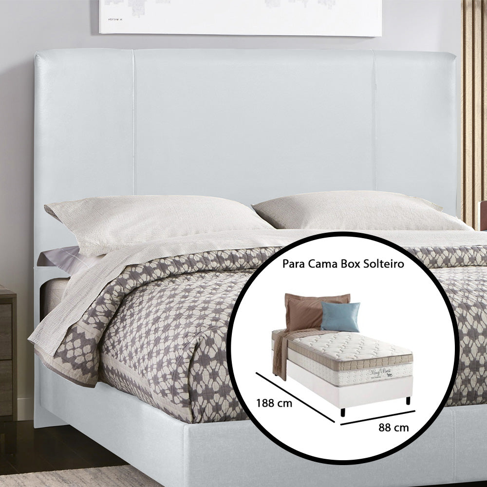 Cabeceira com Detalhe em Costura Munique para Cama Box Solteiro 90 cm com Pés Fixação no Box - LH Móveis