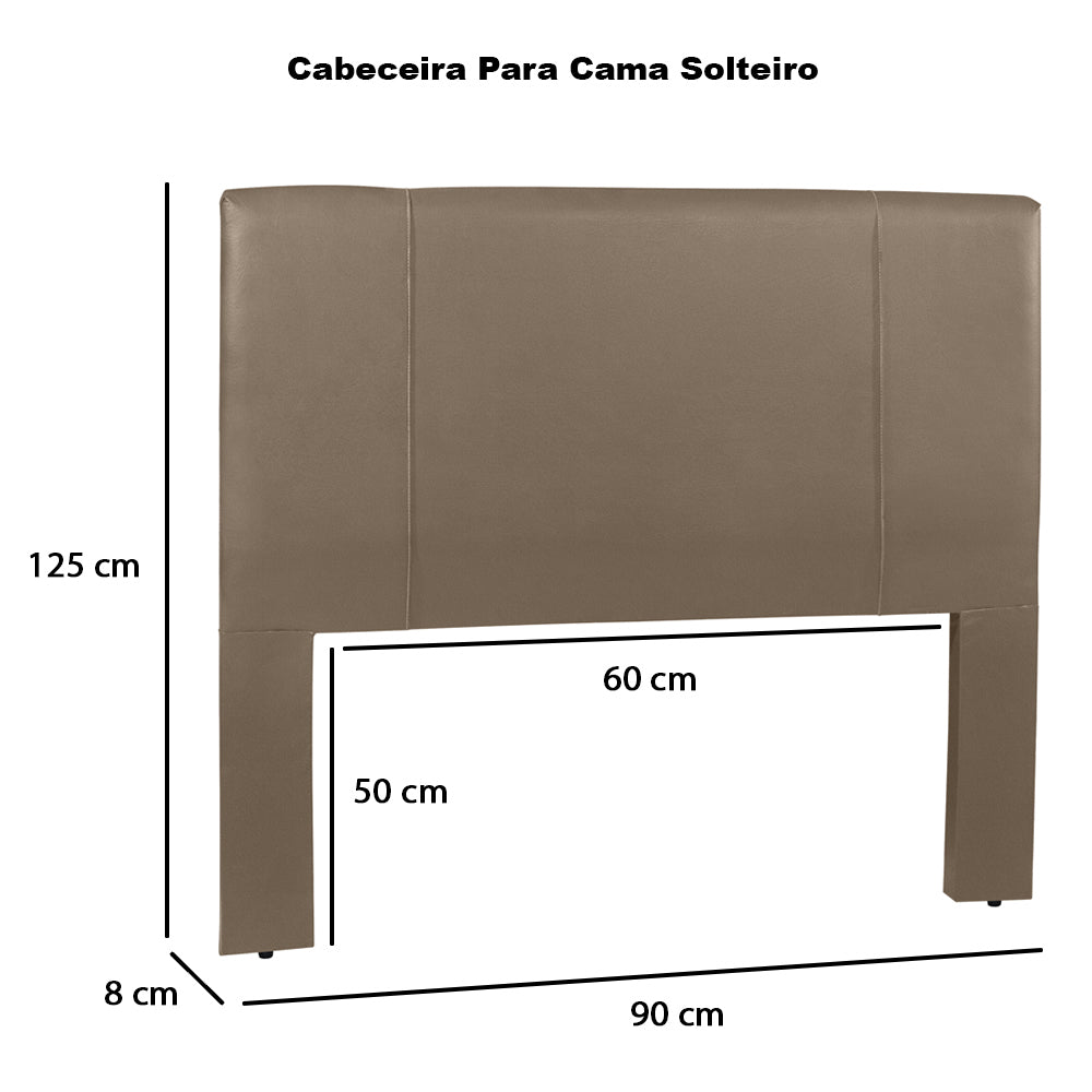 Cabeceira com Detalhe em Costura Munique para Cama Box Solteiro 90 cm com Pés Fixação no Box - LH Móveis