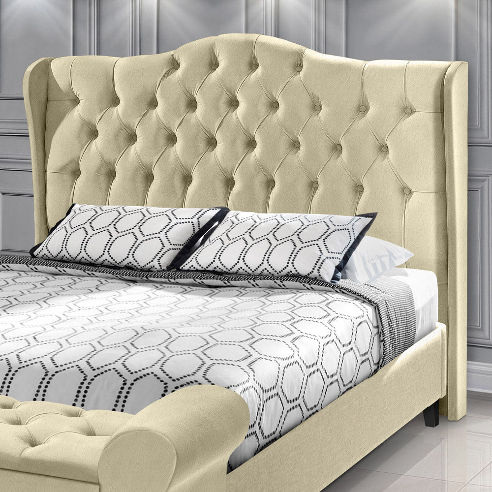 Cabeceira Dubai Detalhe Capitonê com Botões para Cama Box Casal 140 cm Estofado Com Pés - LH Móveis