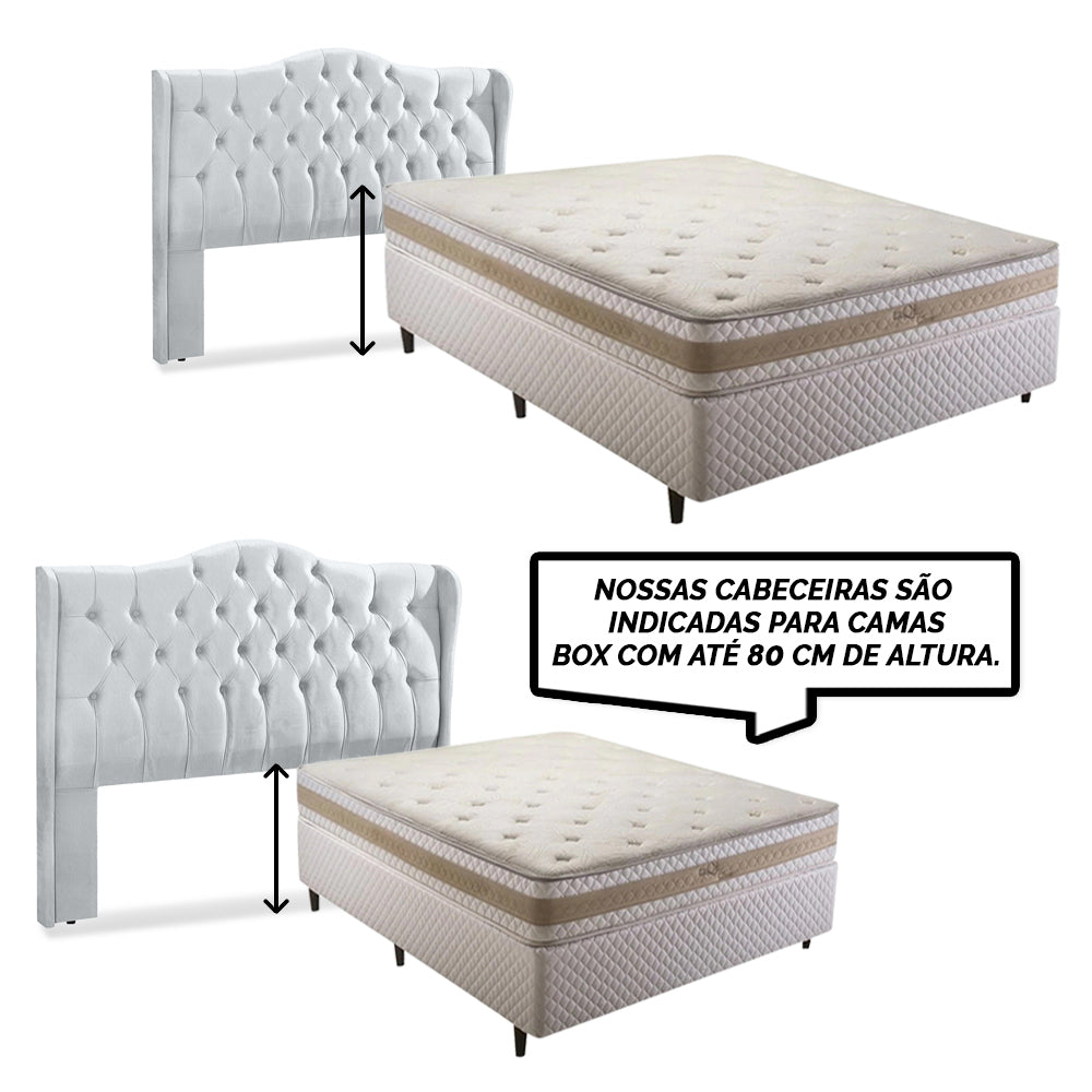 Cabeceira Dubai Capitonê para Cama Box King 195 cm com Pés Estofada com Botões Estrutura em Madeira - LH Móveis