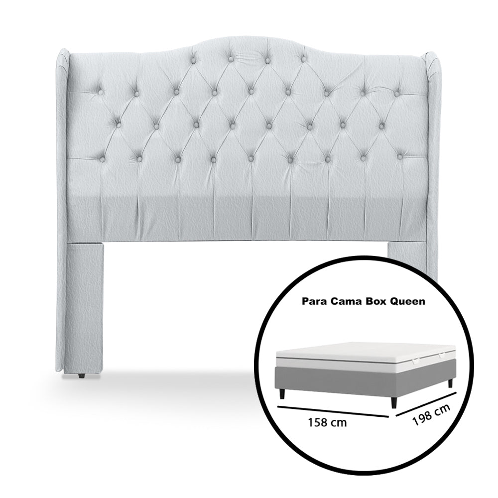 Cabeceira Capitonê Dubai com Botões para Cama Box Queen 160 cm Com Pés Fixação no Box Estrutura em Madeira - LH Móveis