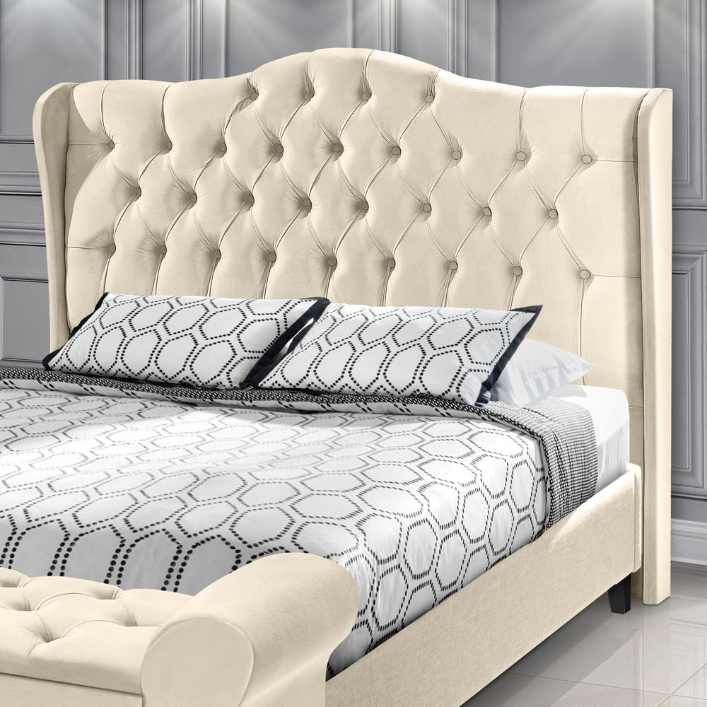 Cabeceira Dubai Detalhe Capitonê com Botões para Cama Box Casal 140 cm Estofado Com Pés - LH Móveis