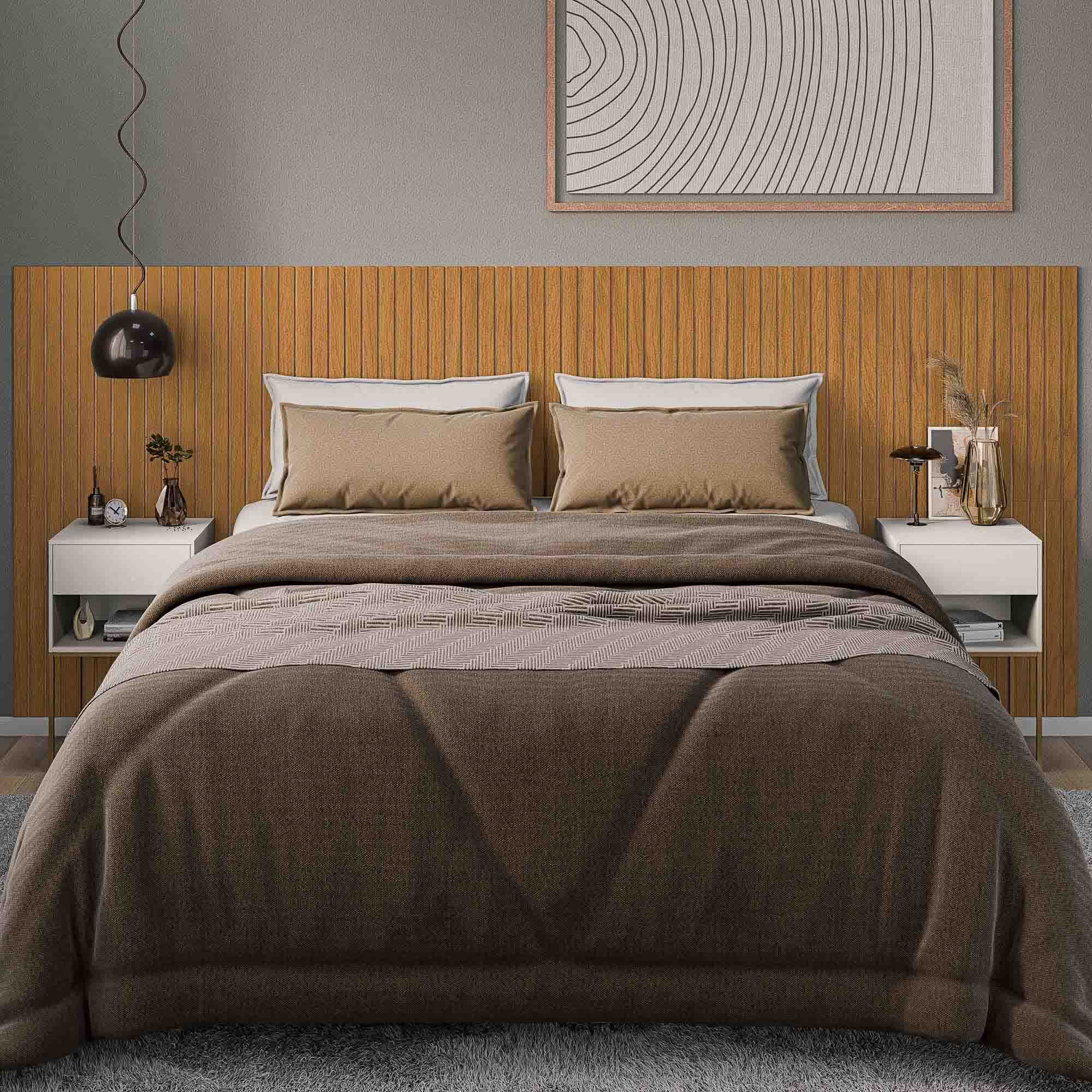 Cabeceira Ripado Cama Casal, Queen e King em MDF Adesiva Fácil Instalação - LH Móveis