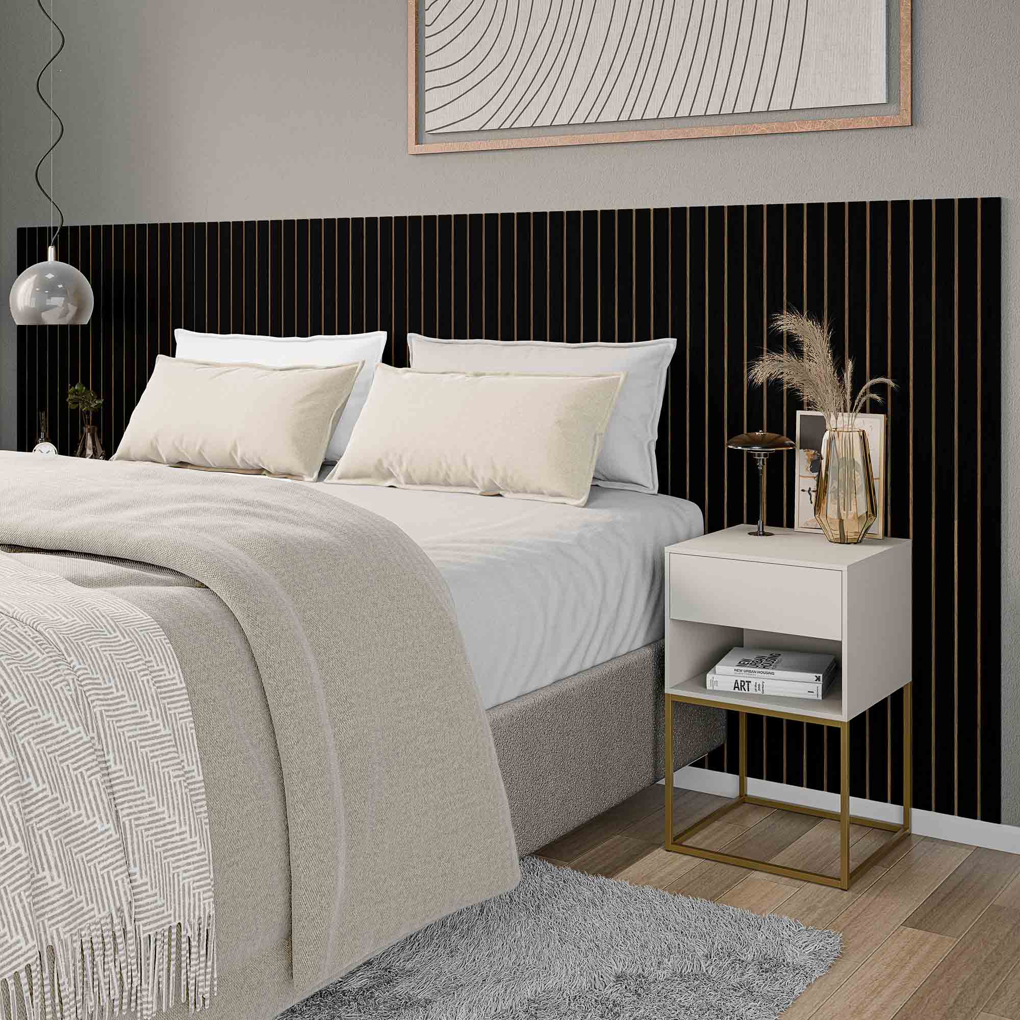 Cabeceira Ripado Cama Casal, Queen e King em MDF Adesiva Fácil Instalação - LH Móveis