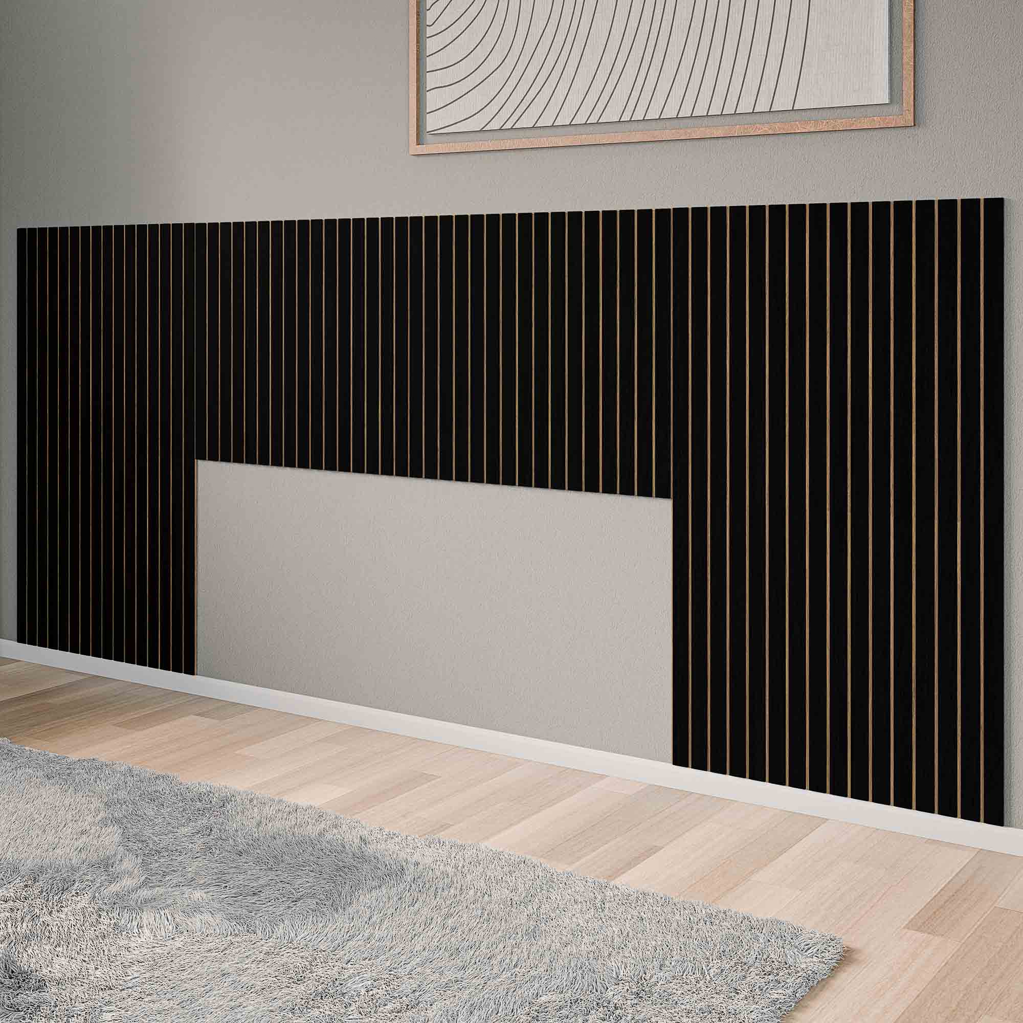 Cabeceira Ripado Cama Casal, Queen e King em MDF Adesiva Fácil Instalação - LH Móveis