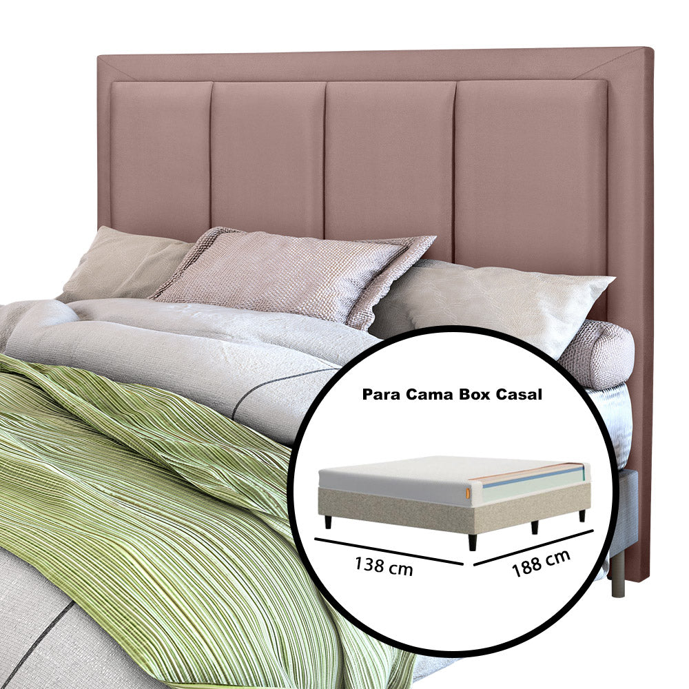 Cabeceira Estofada Veneza Luxo para Cama Box Casal 140 cm Estrutura em Madeira com Fixação no Box - LH Móveis