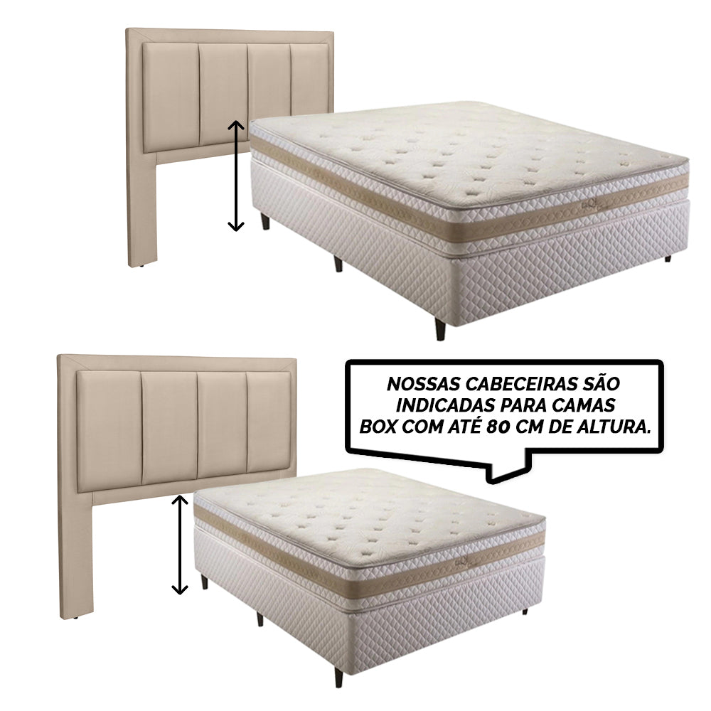 Cabeceira Estofada Veneza Luxo para Cama Box Casal 140 cm Estrutura em Madeira com Fixação no Box - LH Móveis