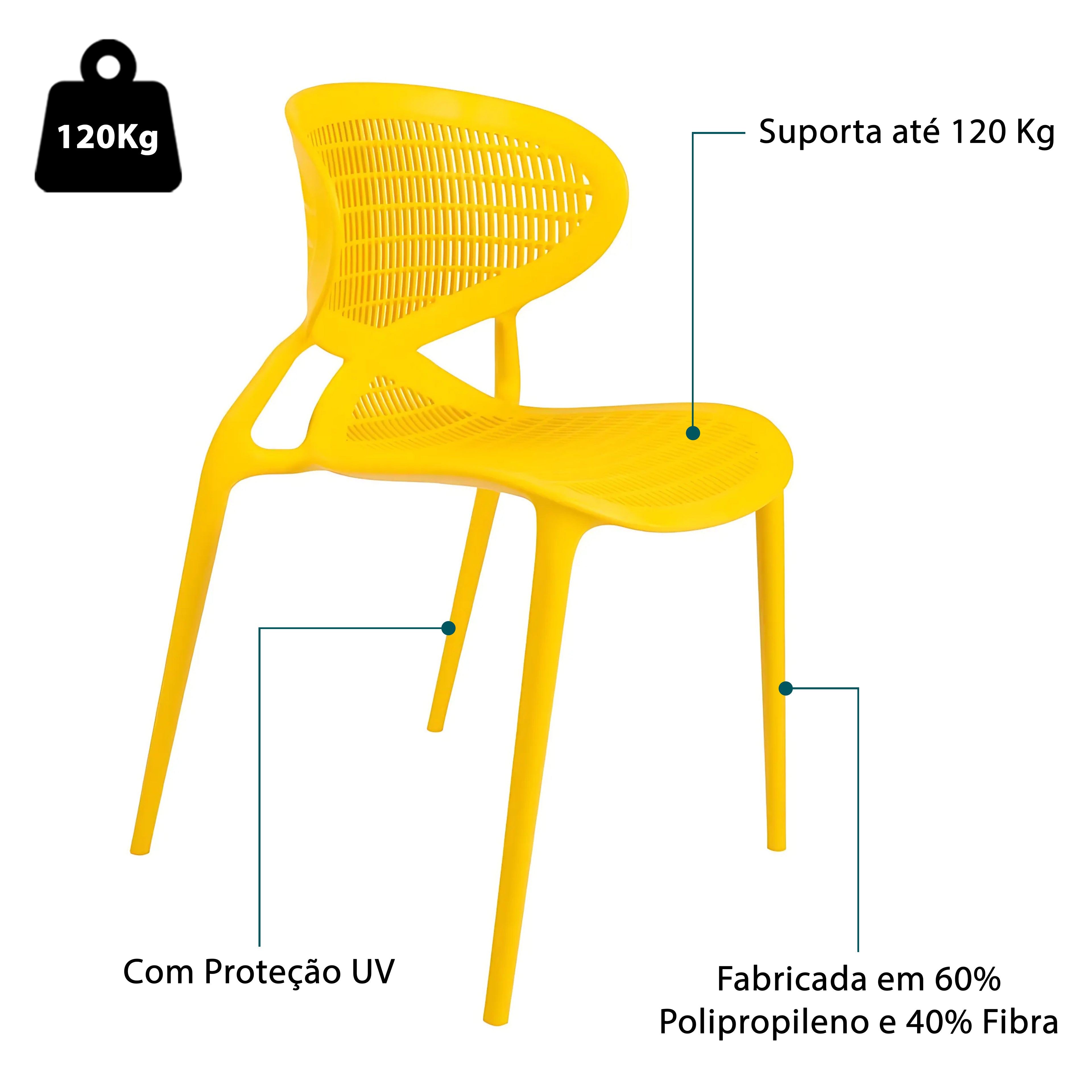 Cadeira Fixa Capri com Assento Anatômico com Proteção UV Versátil Para Todos os Ambientes- LH Móveis