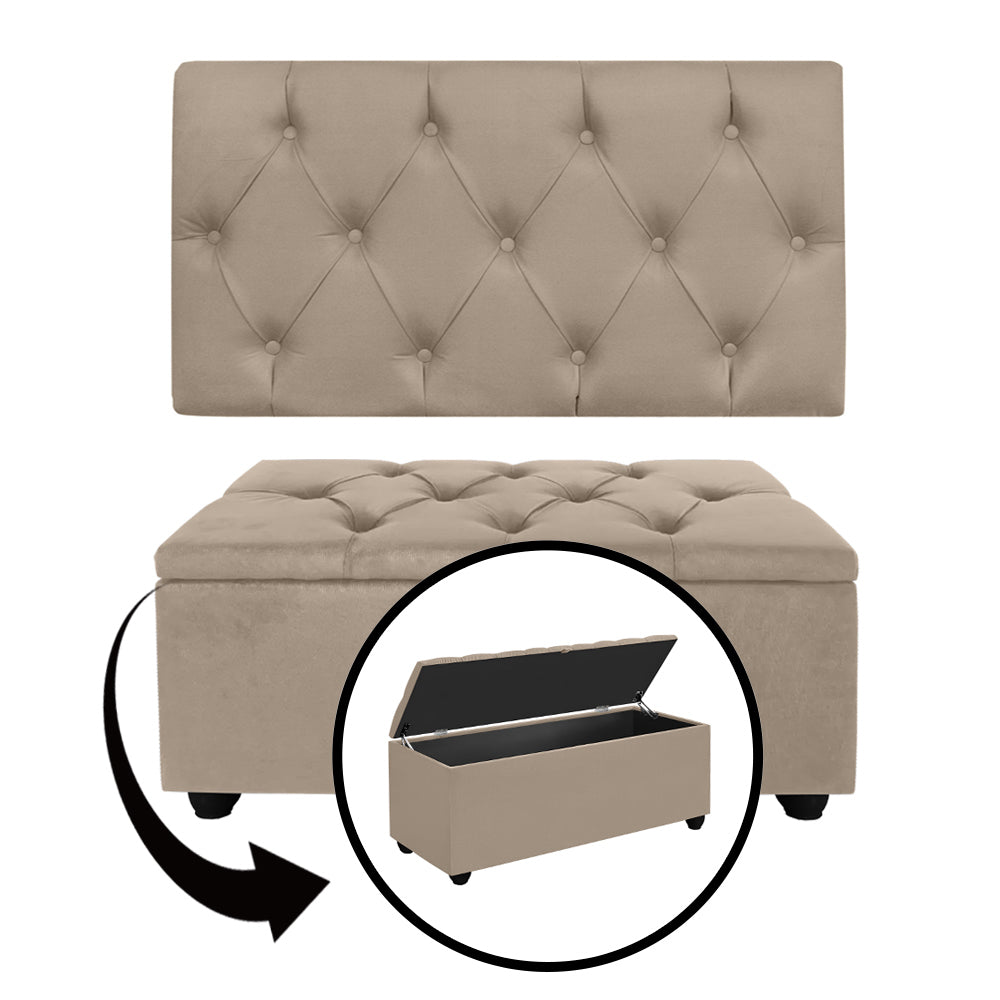 Baú Recamier Capitonê 85cm Para Cama Solteiro Intense Várias Cores - LH Móveis