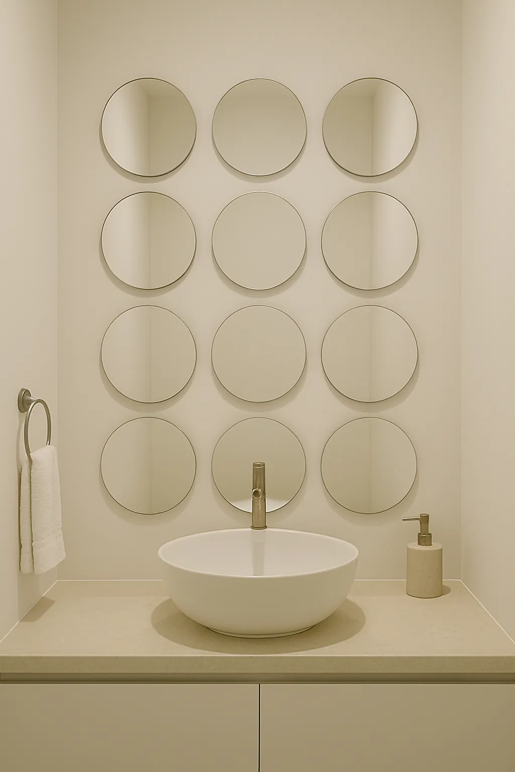 Espelho Redondo 35cm Pequeno Decorativo com Fita Dupla Face - LH Móveis