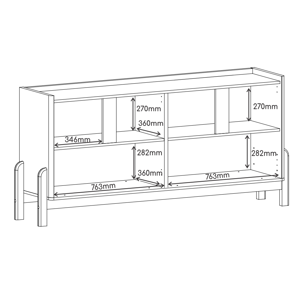 Buffet Lizz 170cm Base de Madeira com 4 Portas Organizador - LH Móveis