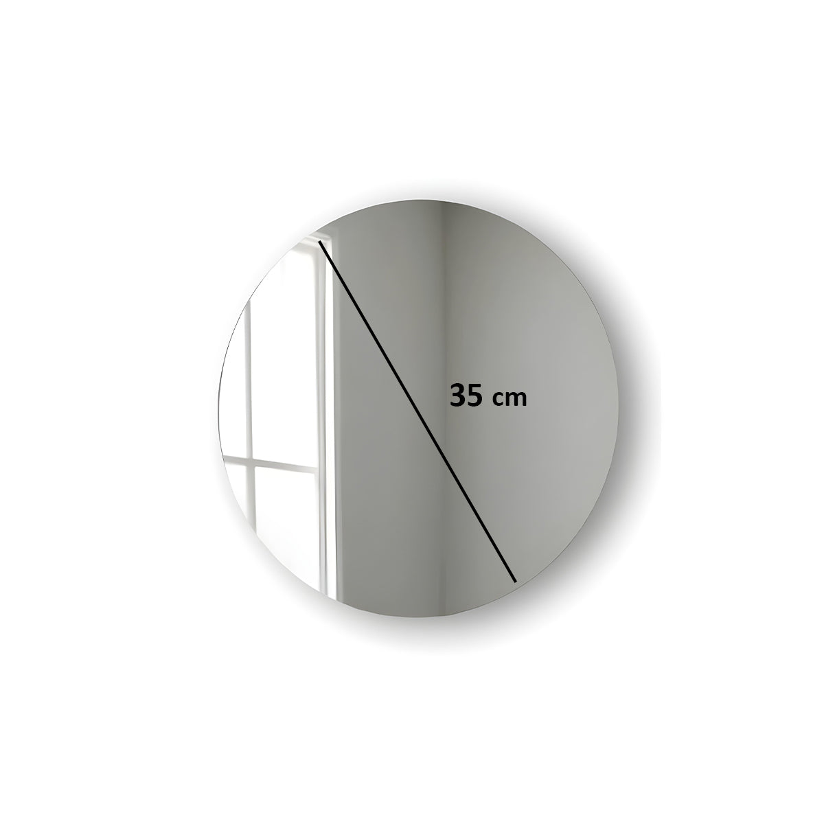 Espelho Redondo 35cm Pequeno Decorativo com Fita Dupla Face - LH Móveis